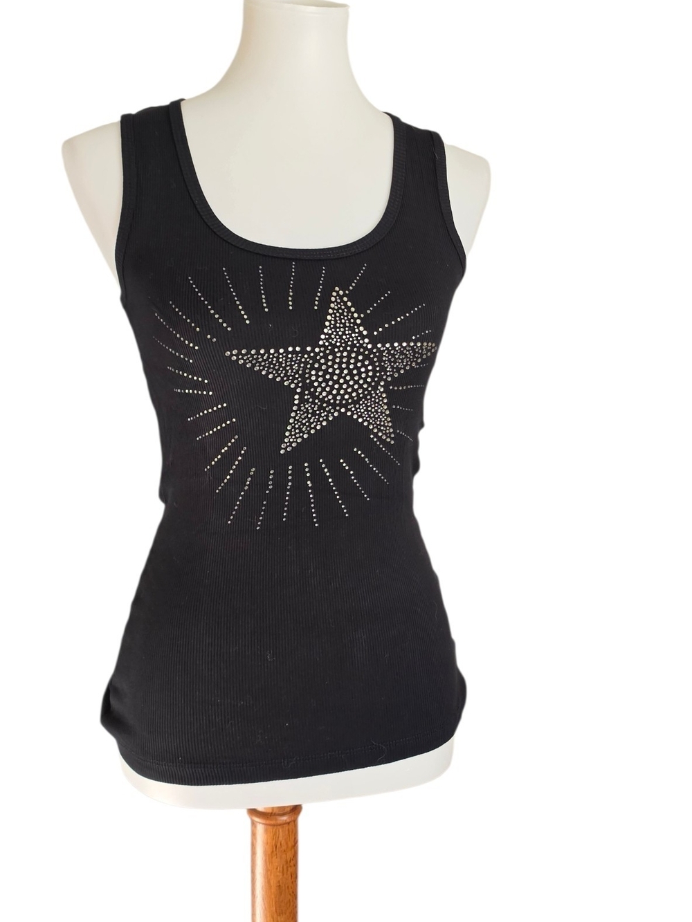Black Rhinestone Star Tank Top